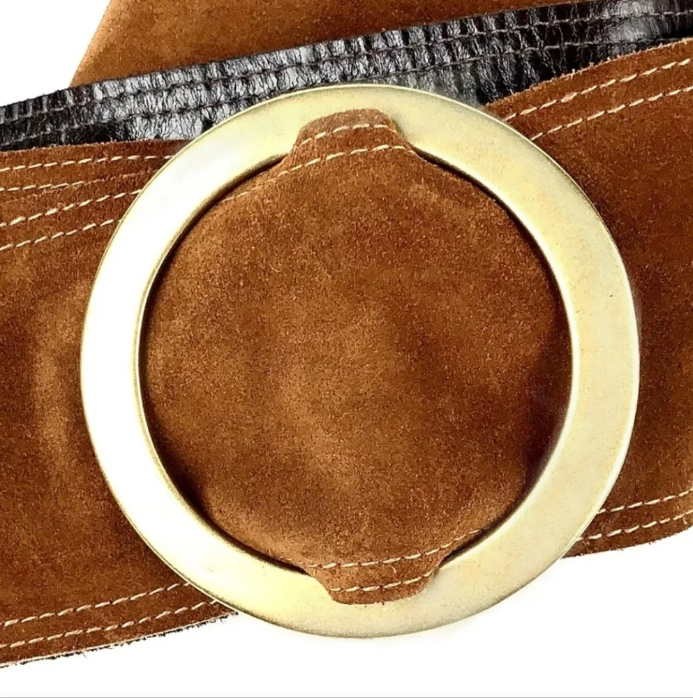 Kristen Kahle Tan 3”Suede Belt & Brass Buckle